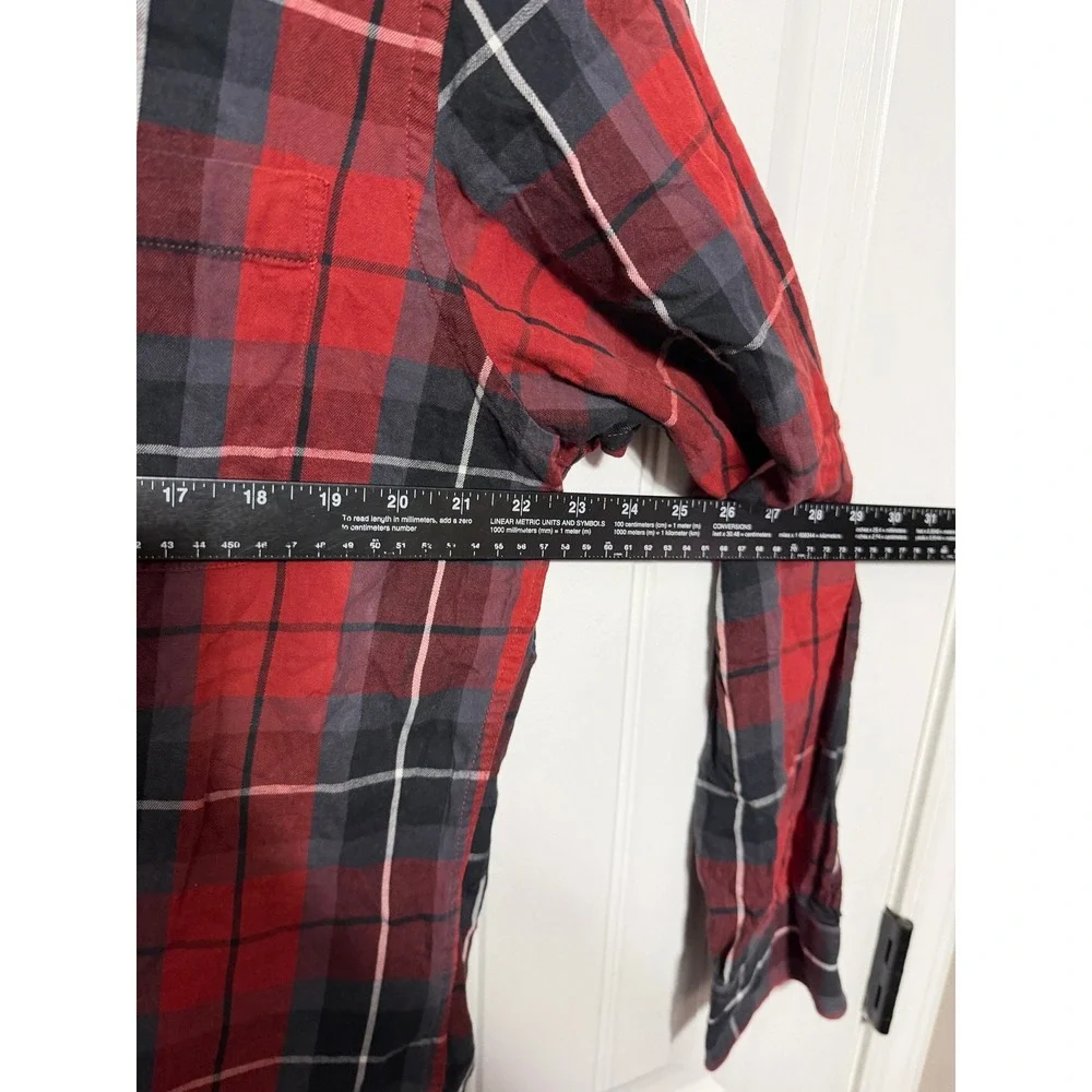 Banana Republic Shirt Mens L Lightweight Flannel Red Plaid Button Down EUC